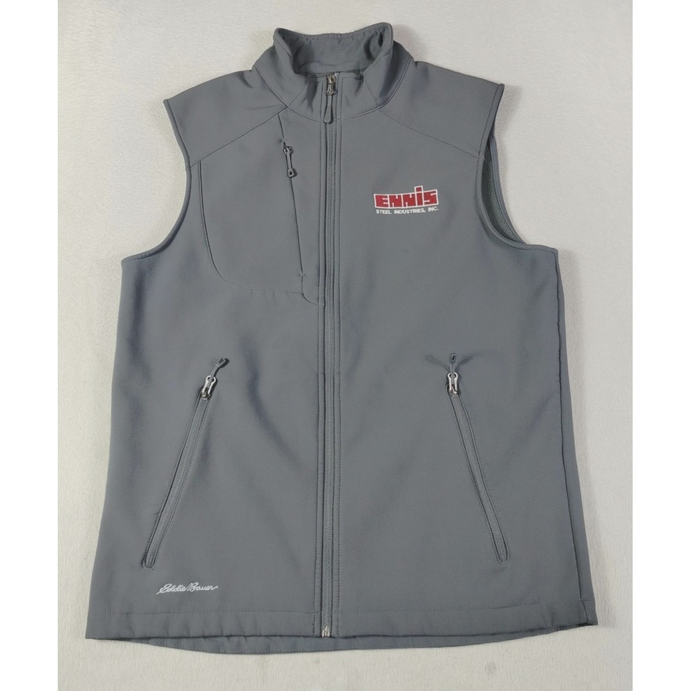 Eddie Bauer Vest Mens Medium Gray Softshell Fleece Lined Ennis Steel Gorpcore